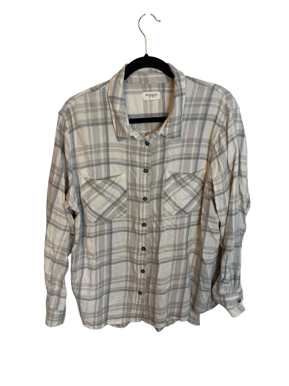 Hudson North Gray Plaid Cotton Flannel